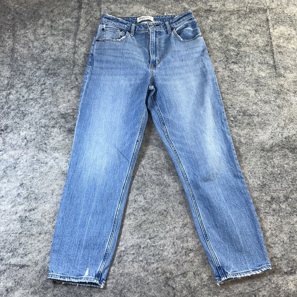 Abercrombie & Fitch The Mom Jeans Women's 27/4 Blue High Rise Distressed